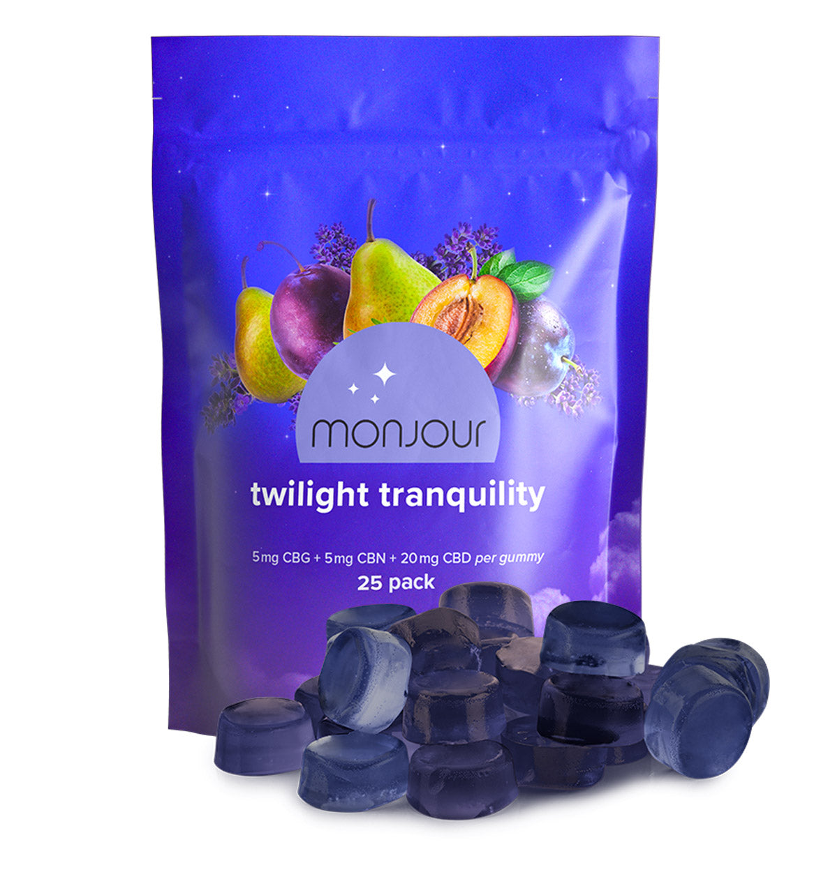 Twilight Tranquility 0g Sugar CBD + CBN + CBG Gummies (25pk) – Aurora