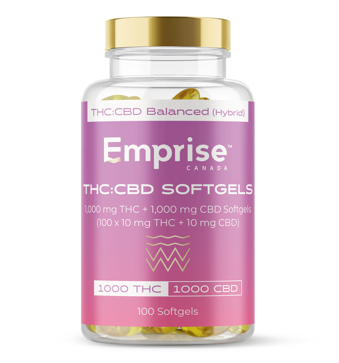 1000 mg THC + 1000 CBD Softgels