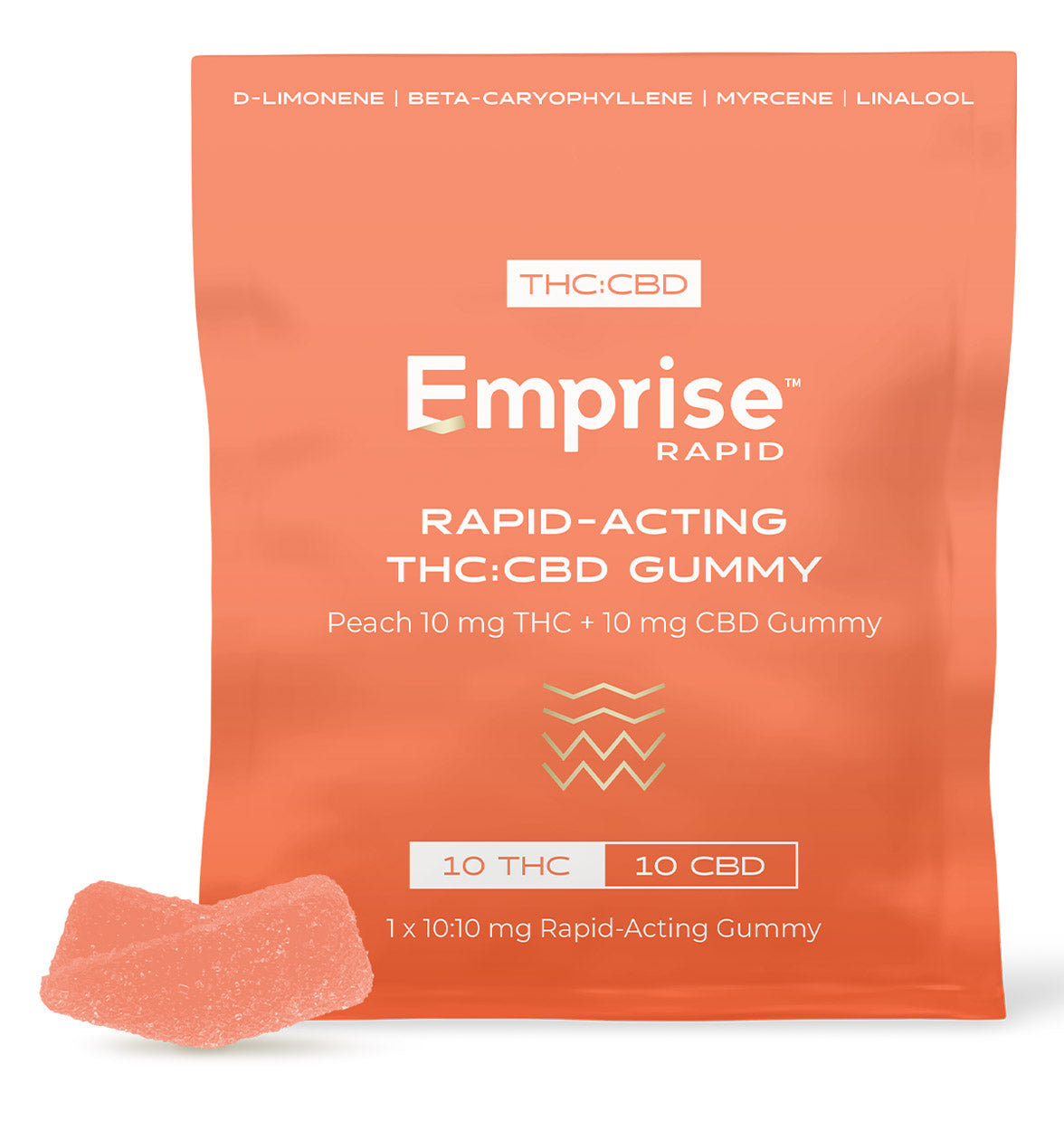 Peach 10 mg THC 10 mg CBD Vegan Gummy