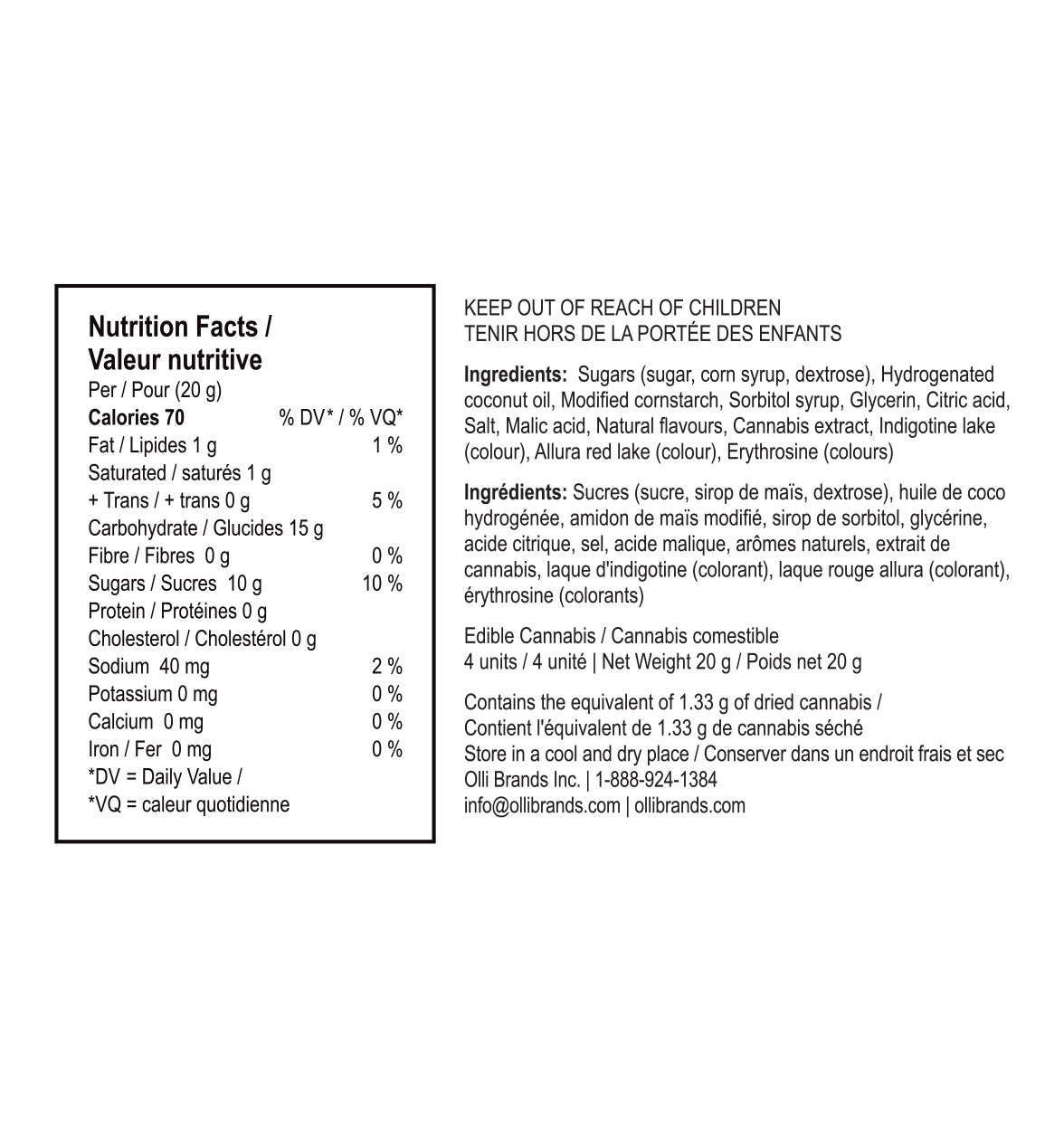 Olli Twiddles 1:1:1:1 Original Cherry Taffy THC/CBN/CBG/CBD – Aurora